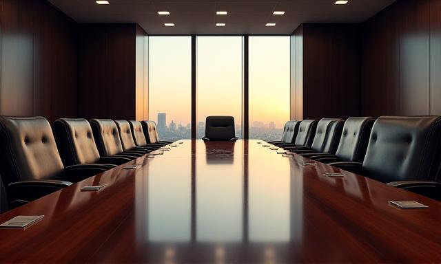 An empty boardroom table representing a failed business deal